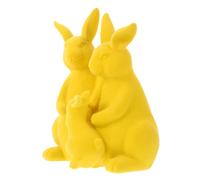 Balacoo Figurine Lapin Floqué en Résine, Décoration de Pâques Jaune | Sculpture de Style Ferme, Élément Central pour Bureaux, Vitrines Extérieures, Fêtes de Printemps et Saint Valentin