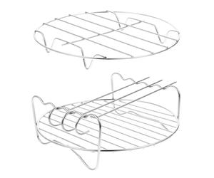 Balacoo Grille de Barbecue à Double Couche Ensemble 2 Pièces en Acier Inoxydable Argenté, Support à Vapeur Résistant Haute Température pour Friteuse à