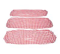 Balacoo Housse de Table de Pique-imperméable et Résistante aux Uv, Nappe Élastique en Flanelle et Pvc, Couverture Anti-poussière Rouge et Blanc à Carreaux, pour Camping et Jardin,