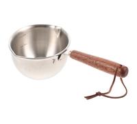 Balacoo Petite Casserole Inox à Double Bec Verseur Manche Bois Échelle Intérieure pour Beurre Miel pour Cuisine et Bébés