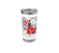 Balade nocturne parisienne Art Romantique Femmes Paris Gobelet isotherme en acier inoxydable double paroi