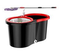 Balai À Franges Et Seau Essoreur À Pédale, Kit Balai Serpillère Et Seau Essoreur, Balai Serpillère Rotatif À 360° avec Seau Et 1 Remplaçable Tampon Microfibre, Ensemble Seau Et Balai De Nettoyage Sol