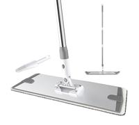 Balai à Franges Plat Commercial en Microfibre avec 3 Robuste en Acier Inoxydable montable,raclette,Balai Serpillère pour Nettoyage des Sols Bois Dur (90cm)