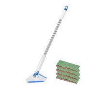 Balai à Laver Mural, Outil de Nettoyage Rotatif Triangulaire, Tige Extensible Flexible avec 4 tampons réutilisables, kit Compact et Polyvalent pour Murs, plafonds, fenêtres, sols