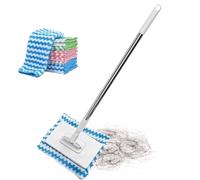 Balai À Parquets,Avec Manche Long Réutilisable Et Plat | Balai Epoussetteur Pour Sol Avec Tampons Lavables - Utilisable En Maison Ferme Chambre Salle De Bain Salon À Sec Ou Humide Carrelage Et Stratif