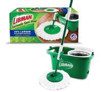 Balai à plat - Balai à frange - Seau avec essoreur - 2 litres - Tête de microfibre - Pour sols durs