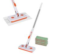 Balai À Poussière Jetable avec 4 Chiffons Réutilisables, Balai Plat À Rotatif À 360° pour Nettoyage Humide Et Sec Kit De Nettoyage pour Maison Et Bureau