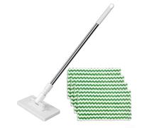 Balai à poussière jetable, mains libres, essuie-mains libres, tampon électrostatique réutilisable pour nettoyage de la maison, du sol, de la cuisine (balai + chiffon X4)