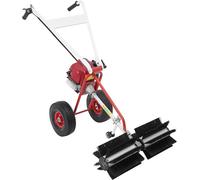 Balai-aspirateur essence, moteur 4 temps. Balai-aspirateur essence, moteur. Déneigeuse avec lunettes de protection, largeur de brosse de 60 cm, pour le nettoyage de surfaces en gazon synthétique et de