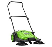 Balai-aspirateur manuel à pousser, sans électricité, avec une largeur de balayage de 650 mm, un bac de récupération de 18,9 litres et une poignée pliante réglable, idéal pour les jardins, les allées,