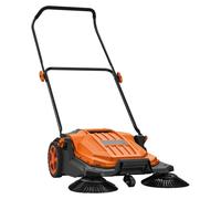 Balai-aspirateur manuel pour sols, à pousser, sans électricité, avec une largeur de balayage de 650 mm, un bac de récupération de 18,9 litres et une poignée pliante réglable, idéal pour les jardins, l