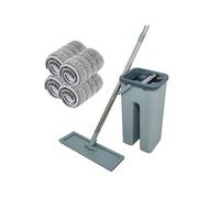 Balai Autoclean Mop 360° avec Seau Double Compartiment 4 Serpillières Microfibre Ultra Absorbante Système de Nettoyage Mains Libres Balai Serpillère
