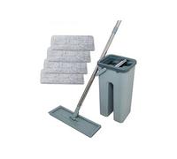 Balai Autoclean Mop 360° avec Seau Double Compartiment 4 Serpillières Microfibre Ultra Absorbante Système de Nettoyage Mains Libres Balai Serpillère