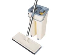 Balai Autoclean Mop 360° avec Seau Double Compartiment 4 Serpillières Microfibre Ultra Absorbante Système de Nettoyage Mains