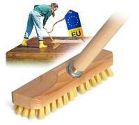 Balai brosse à sol - Brosse à récurer - Manche en bois - 130 x 4 x 7 cm - Pour balcon et terrasse