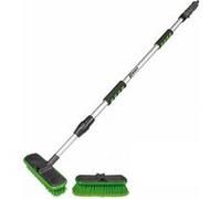 Balai Brosse de Nettoyage à Eau avec 2 brosses, Poil Dur et Poil Souple - Manche télescopique alu - Connectable au réseau d'eau