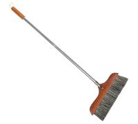 Balai Brosse de Sol Intérieur en Bois et Acier Inoxydable Noir | Brosse à Poils Denses, Manche Long, Usage Intérieur et Allées, Facile à Suspendre au Mur