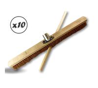 Balai cantonnier | Lot de 10 | 80 cm | coco naturel | douille Ø28 | avec manche | Kibros 2080Mx10