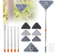 Balai de nettoyage triangulaire rotatif à 360 ° en microfibre pour plafond, fenêtre, sol, mur (A)