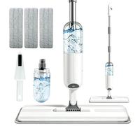 Balai de sol à vaporisation, serpillère rotative à 360° | Serpillère légère avec fonction pulvérisation avec réservoir d'eau à brume fine et 3 tampons en microfibre pour stratifié