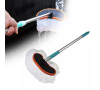 Balai de voiture extensible avec tête en tissu soie de lait et manche en acier inoxydable résistant à la corrosion pour une utilisation à long terme