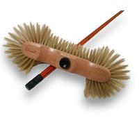 Balai Demi tête Haute qualité | Sortie 60 mm | Bois Vernis | Fibres Pet synthétique Blanches |Manche Bois Vernis Teinte Cannelle | Gamme KAROP'S | Longueur 30 cm | Kibros VC120150M2