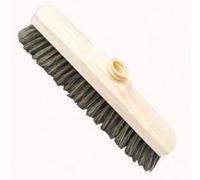 Balai droit bois brut fibres de soie grise + douille