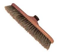 Balai droit bois verni L: 28 cm fibres de soie grise + douille
