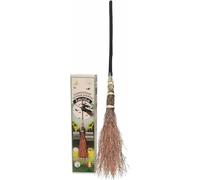 Balai en branches de bouleau, 80 cm, fait main, blanc, avec un manche en bois de noisetier