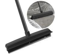 Balai en Caoutchouc 2 en 1 avec Raclette Intégrée - Poignée Réglable jusqu'à 156 cm - Brosse Souple Anti-Poils d'animaux Chat, Chien