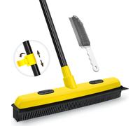 Balai en caoutchouc avec raclette Éliminateur de poils d'animaux 138 cm de long manche - outil d'élimination des peluches Push avec brosse pelucheuse portable de détail pour tapis moelleux fenêtres ca