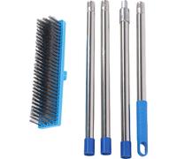Balai en fil d'acier robuste de 30 cm, manche télescopique inoxydable, brosse à récurer pour l'extérieur, 160 cm