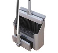 Balai Et Pelle À Poussière Ensemble balai et pelle à poussière 3 en 1, Combo vertical autoportant sans flexion avec grattoir, for plancher bois dur, poils d'animaux, cuisine domicile(GRAY)