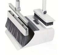 Balai Et Pelle À Poussière Ensemble balai et pelle à poussière 4 en 1 double usage for la maison le bureau, avec raclette cachée, brosse de sol for nettoyage du verre graisse(White)