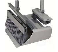 Balai Et Pelle À Poussière Ensemble balai et pelle à poussière 4 en 1 double usage for la maison le bureau, avec raclette cachée, brosse de sol for nettoyage du verre graisse(GRAY)