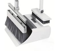 Balai Et Pelle À Poussière Ensemble balai et pelle à poussière 4 en 1 double usage for la maison le bureau, avec raclette cachée, brosse de sol for nettoyage du verre graisse(WHITE)