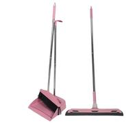 Balai Et Pelle À Poussière Ensemble de balais et pelles à poussière, essuie-glace sol, nettoyage ménager, manche long for le hall la cuisine, rose Durable