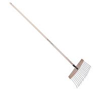 Balai Feuilles et Gazon Bois/Acier, 16 Dents, Gris Algue