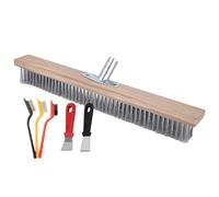 Balai métallique - 20/30/50 cm - Brosse de sol en fil d'acier résistant aux rayures | Balai de nettoyage extérieur antirouille avec manche en bois, brosse à poils métalliques pour pelouse, terrasse et