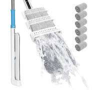 Balai Microfibre avec Essorage Intégré, Balai Serpillère Professionnel avec 132cm Poignée, Serpillère Plate avec 6 Tampons s