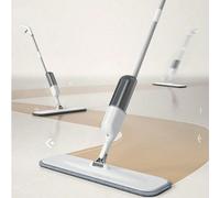 Balai plat à vaporisation sans lavage mains libres avec tête de balai élargie et étendue, balai de nettoyage de sol en matériau PP rotatif et lavable avec manche long et durable, convient pour les sol