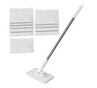 Balai plat avec chiffons réutilisables, mini balai à épousseter | 10 tampons lavables, taille compacte, nettoie efficacement les sols, les et les , pour salles de bains familiales, toilettes