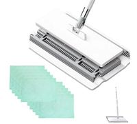 Balai Plat Main Libre, Balai Plat Multifonction avec Fixation en Un Clic, Comprend Un Tapis De Nettoyage Lavable, Adapté Aux Salles De Bains, Cuisines, Salons, Chambres (1PC + 10 Chiffon)