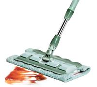 Balai plat pour nettoyage du sol 7 tampons manche télescopique nettoyage | Serpillère rotative à 360 degrés pour sols humides et secs en bois dur, pour maison, salle de bain, cuisine, appartement