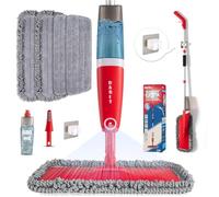 Balai pulvérisateur pour nettoyage des sols avec 4 tampons lavables en microfibre humide et sec avec flacon rechargeable de 580 ml pour la maison, la cuisine, le parquet, le stratifié, les carreaux de