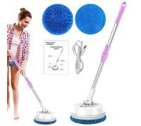 Balai rotatif électrique rond - Balai rotatif à 180 degrés sans fil | Nettoyeur de sol | Balai à main léger et amovible pour stratifié, carrelage, bois dur et tapis, nettoyage de la maison et de