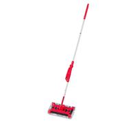 Balai sans fil Relaxdays, balai à franges avec batterie et chargeur, bac à poussière, manche réglable de 126 cm, rouge/argent