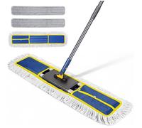 Balai Serpillère, 90cm Grande Balai Plat avec Manche Téléscopique, Coton Serpillere Professionnel Balai Serpillère Bleu SERPILLERE