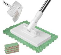 Balai serpillère à Frange avec Clip Amovible et 4 Chiffons réutilisables, Balai lingette Multifonction pour ménage, Nettoyage poussière, Poils d’Animaux, Salle de Bain et Salon