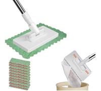 Balai-Serpillère Anti-Poussière Jetable avec Système de Pince | 10 Lingettes sIncluses | Balai pour Nettoyage Humide et Sec